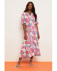 Wallis - Tall Floral Print Button Through Shirt Dress - Lyst