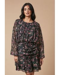 Oasis - Floral Chiffon Gathered Ruched Mini Dress - Lyst