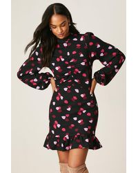 Dorothy Perkins - Pink Multi Print Ruched Front Mini Dress - Lyst