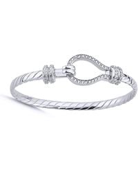 Jewelco London - Sterling Cz Rope Stirrup Hook 4Mm Bangle Bracelet 5" - Lyst