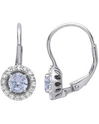 Jewelco London - Light Cz Solitaire Halo Drop Earrings - Lyst