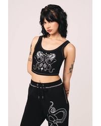 Hell Bunny - Venom Snake Print Cropped Jersey Top With Crossover Strap Back - Lyst