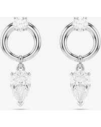 Swarovski - Mesmera Rhodium Plated Zirconia Drop Stud Earrings 5723177 - Lyst