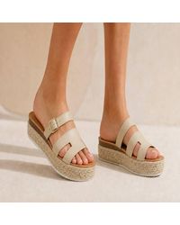 LARANGE - Espadrille Platform Sliders Sandals Taupe Wide Fit - Lyst