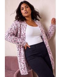 Roman - Curve Fluffy Textured Cardigan - Lyst
