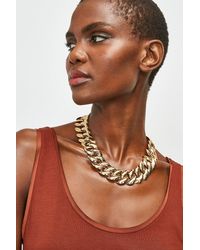 Karen Millen - Gold Plated Chunky Necklace - Lyst