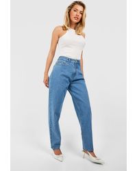 Boohoo - Bright Blue High Rise Mom Jeans - Lyst