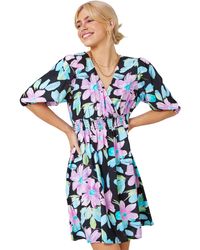 D.u.s.k - Floral Print Wrap Mini Dress - Lyst