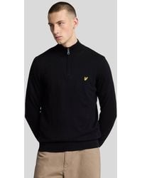Lyle & Scott - Cotton Merino Quarter Zip Jumper Jet - Lyst