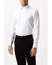 Burton - White Long Sleeve Tailored Fit Basket Weave Collar Shirt - Lyst