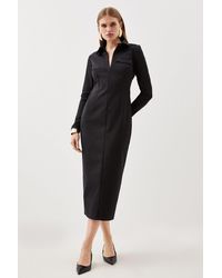 Karen Millen - Tailored Pocket Detail Fitted Maxi Shirt Dress - Lyst