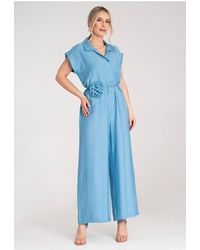 Love Lace - Viscose Relaxed Short Sleeve Playsuit With Belt - Lyst