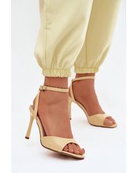 Love Lace - Evening Faux Leather Heeled Sandals - Lyst