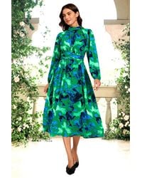 FS Collection - Abstract Floral Print Long Sleeve Midi Dress - Lyst