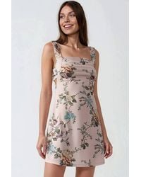 Hiccup - Printed Bodycon Mini Dress With Square Collar - Lyst