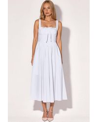 Busem - Midi Dress With Square Collar & Button Detail - Lyst