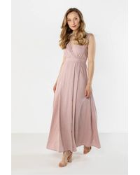 Love Lace - Linen V-Neck Strappy Fit & Flare Dress - Lyst