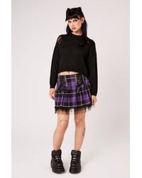 Hell Bunny - Quinzel Tartan Lace Up Eyelet Ribbon Tulle Trim Mini Skirt - Lyst