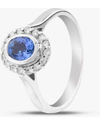 T.H.Baker - 9Ct Oval Cut Tanzanite & Brilliant Cut Diamond Halo Ring 10-80-567/25-04-228 N - Lyst