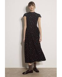 Apricot - Floral Crepe Smocked Midi Dress - Lyst
