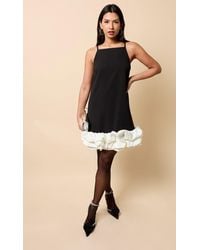 Little Mistress - Cream Contrast Hem Mini Dress - Lyst