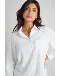 Wallis - White Long Sleeve Pocket Button Shirt - Lyst