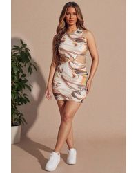 Femme Luxe - Marble Print Cut Out Detail Mini Dress - Lyst