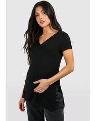 Boohoo - Maternity Longline Split Hem T-shirt - Lyst