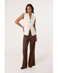 Blue Vanilla - Sleeveless Button Up Round Neck Blouse - Lyst