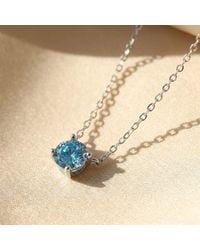 Harfi - Aquamarine Moissanite Crystal Sterling Necklace - Lyst