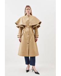 Karen Millen - Tall Layered Storm Flap Belted Trench Coat - Lyst