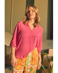 Izabel London - 3/4 Turn Up Sleeve Relaxed Blouse - Lyst