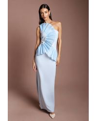 Coast - Ruffle Sleeve Satin Back Crepe Midi Wrap Dress - Lyst