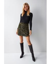 Warehouse - Velvet Sequin A Line Mini Skirt - Lyst