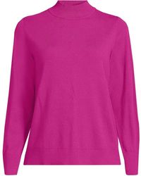 Lands' End - Button Cuff Polo Neck Jumper - Lyst