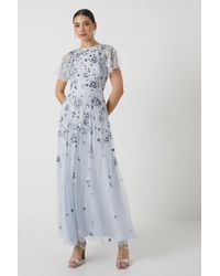 Coast - Floral Embroidered Angel Sleeve Dobby Mesh Bridesmaids Dress - Lyst