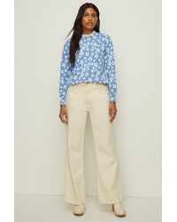 Oasis - Floral Jacquard Broderie Collar Top - Lyst