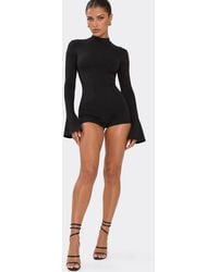 EGO - Long Sleeve Slinky Playsuit - Lyst