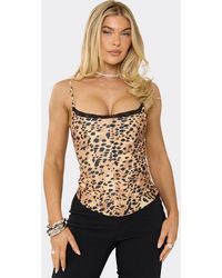 EGO - Strappy Scoop Neck Lace Trim Cheetah Print Corset Top - Lyst