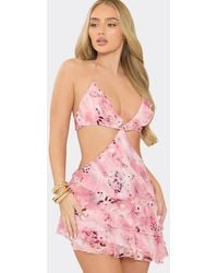 EGO - Strappy Cut Out Floral Mini Dress - Lyst