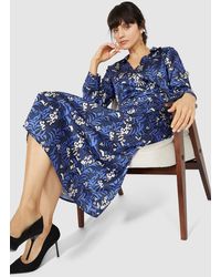 PRINCIPLES - Printed Wrap Midi Shirt Dress - Lyst