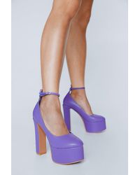 Nasty Gal - Faux Leather Platform Chunky Heels - Lyst