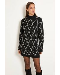 Wallis - Funnel Neck Knitted Midi Dress - Lyst