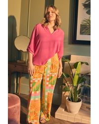 Izabel London - Tropical Tile Print Wide Leg Trousers - Lyst