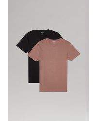 Burton - Regular Black And Pink V Neck T Shirt 2 Pack Basic - Lyst