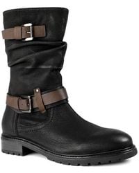Pavers - Leather Buckle Detail Calf Length Boots - Lyst