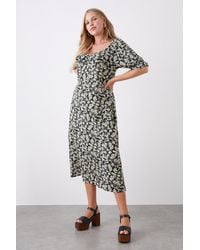 Dorothy Perkins - Curve Multi Ditsy Ruched Front Short Sleeve Midi Dress - Lyst