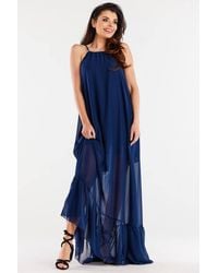 Love Lace - Long Loose Chiffon Day Dress With Ruffle Hem - Lyst