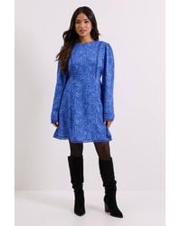 Dorothy Perkins - Petite Lace Trim Detail Tie Back Printed Mini Dress - Lyst