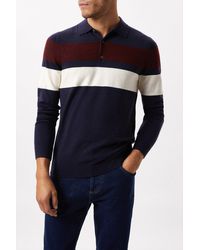 Burton - Super Soft Chest Stripe Texture Knitted Polo Shirt - Lyst